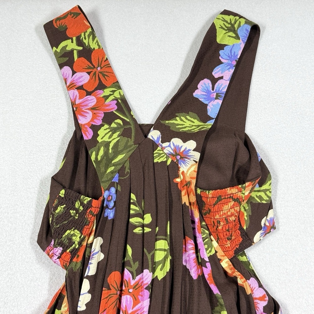 Anthropologie Dress Womens XS The Piper Bandeau Maxi Dress Brown Floral Cutout - Picture 6 of 12